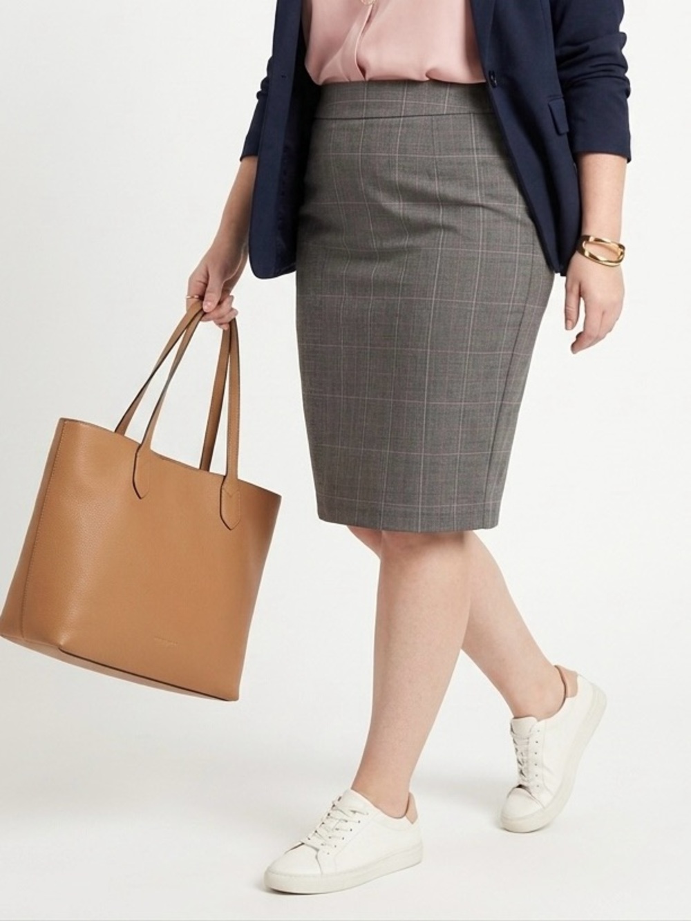 Torrid Women's Gray Pencil Skirt Size 12 Plaid Slit Back Office business work